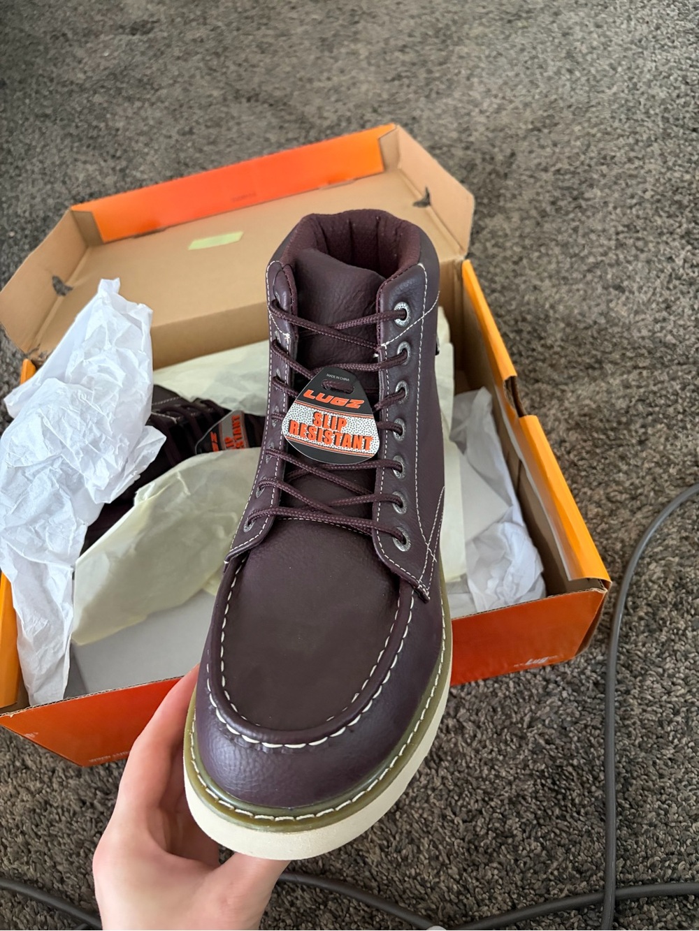 Lugz Men’s Dark Brown Moc Toe Chukka Boot with Cream Sole - Picture 2 of 3